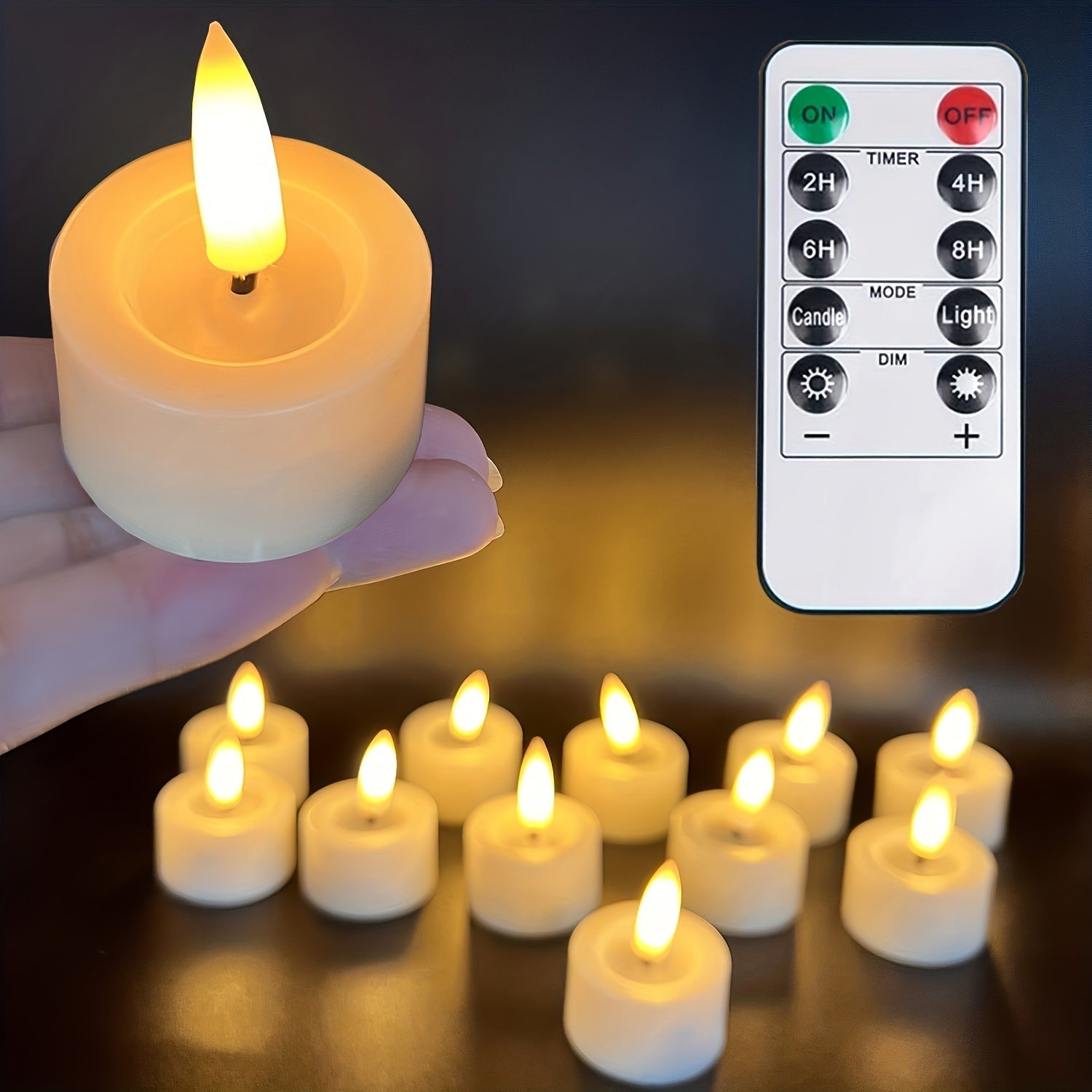 Set di Candele Senza Fiamma - Telecomando & Timer Dimmerabile