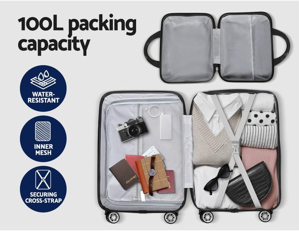 Set di Valigie a Mano Compatto in 2 Pezzi con Ruote Girevoli e Lucchetto TSA – FlexLite