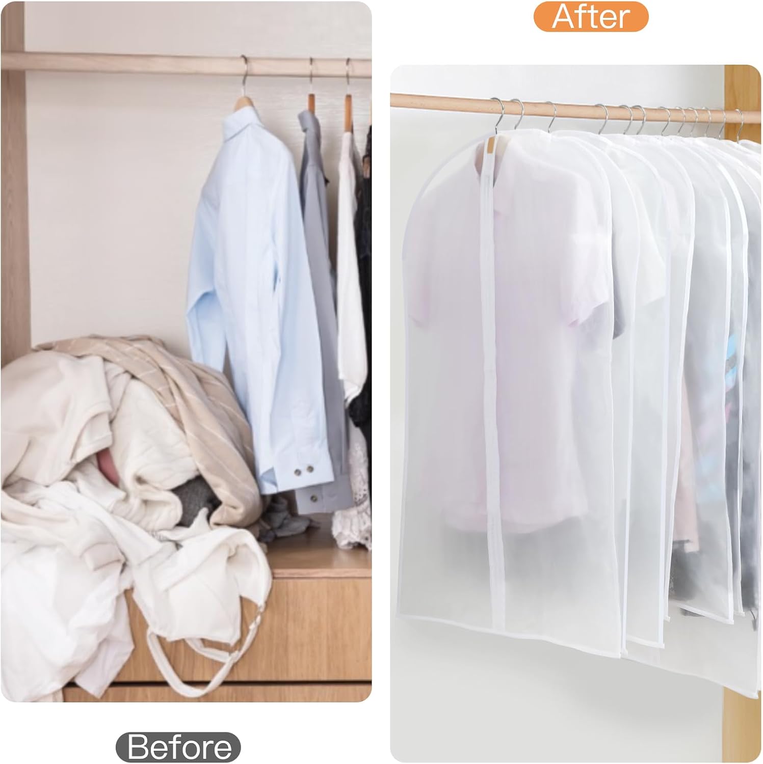 Set di Sacche per Abiti PEVA – Confezione da 12 Coperture per Abiti Appese in 3 Misure (Compra 1, Ricevi 1 GRATIS)