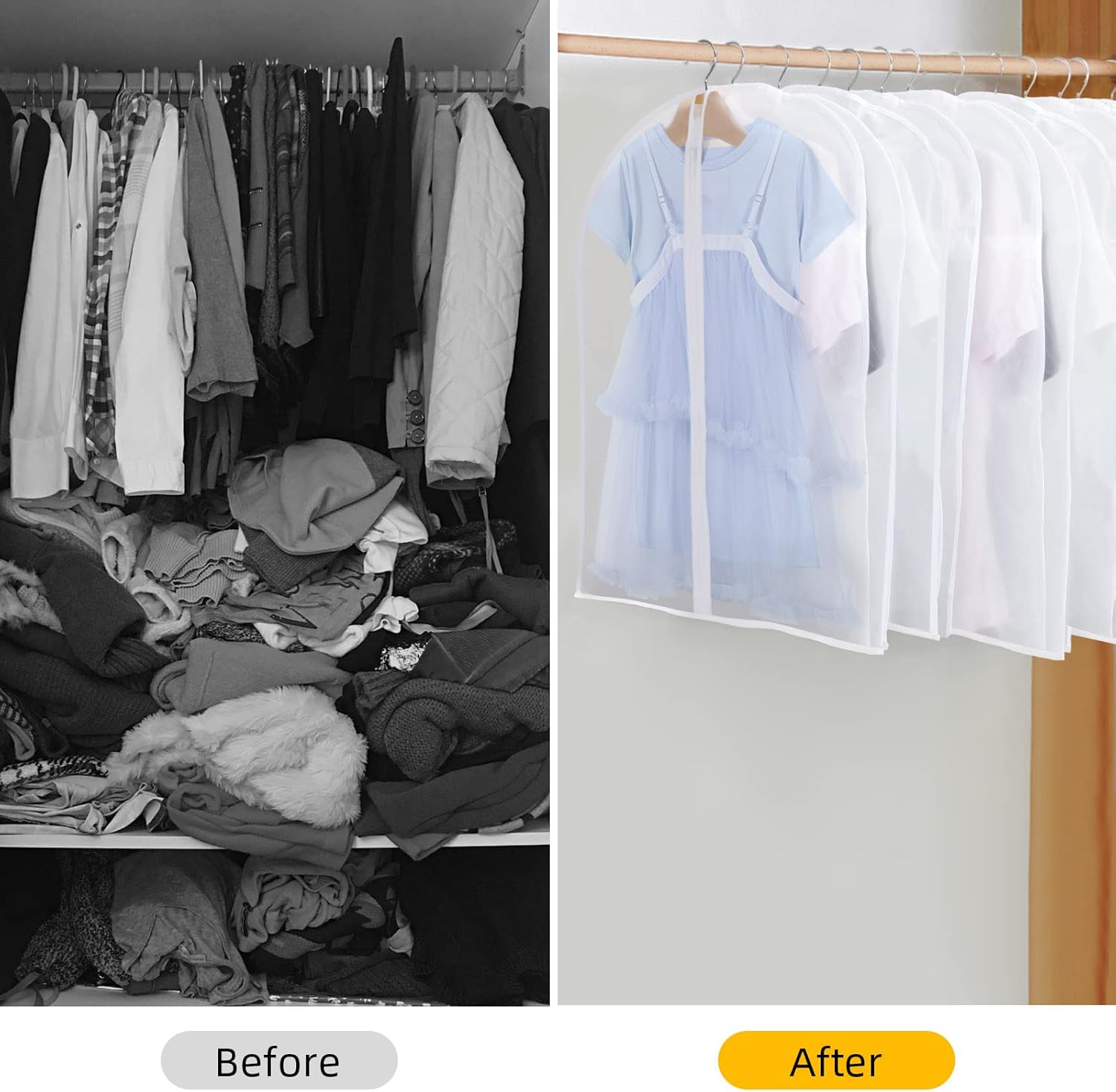 Set di Sacche per Abiti PEVA – Confezione da 12 Coperture per Abiti Appese in 3 Misure (Compra 1, Ricevi 1 GRATIS)