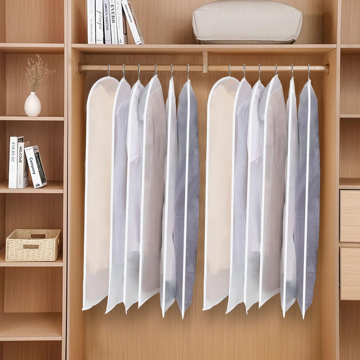 Set di Sacche per Abiti PEVA – Confezione da 12 Coperture per Abiti Appese in 3 Misure (Compra 1, Ricevi 1 GRATIS)