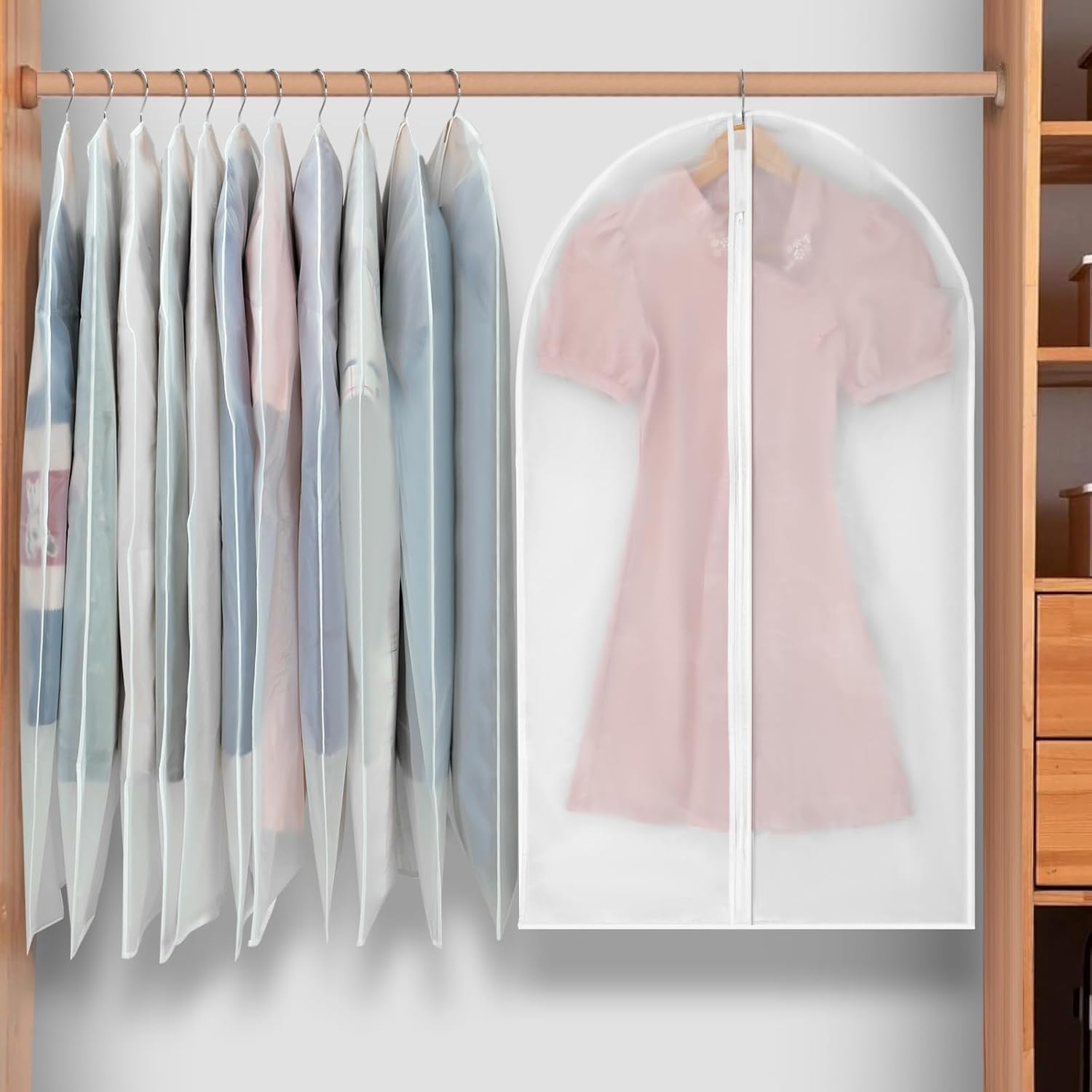 Set di Sacche per Abiti PEVA – Confezione da 12 Coperture per Abiti Appese in 3 Misure (Compra 1, Ricevi 1 GRATIS)