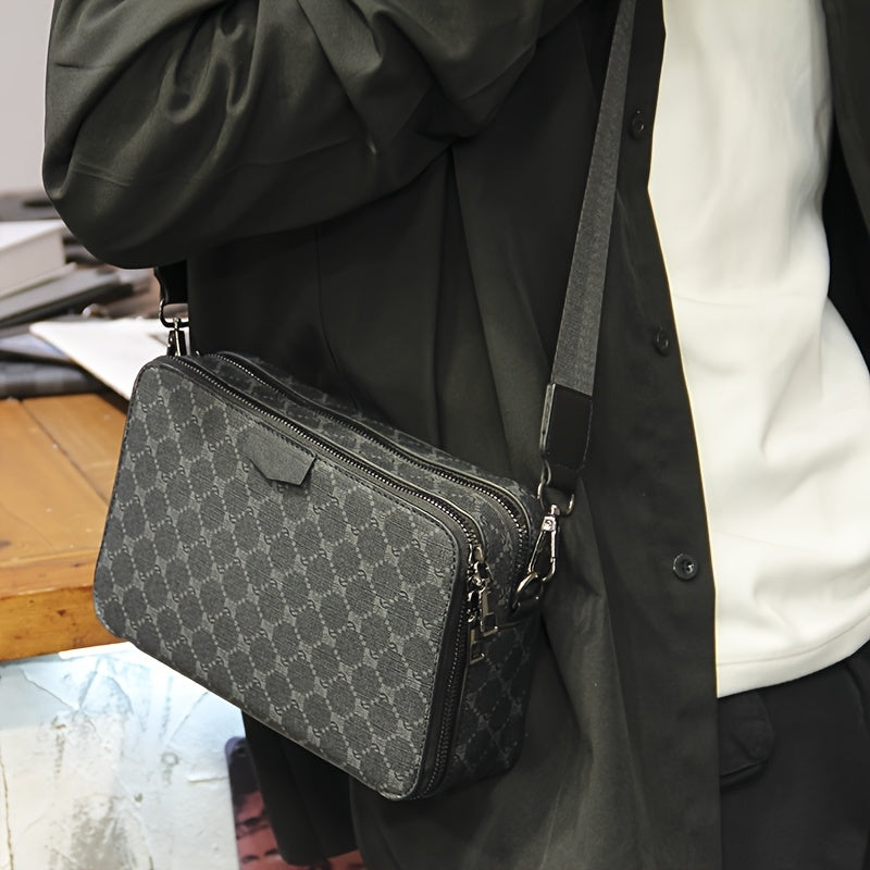 Borsa a Tracolla da Uomo | Streetstyle | Design a Quadri | Nero