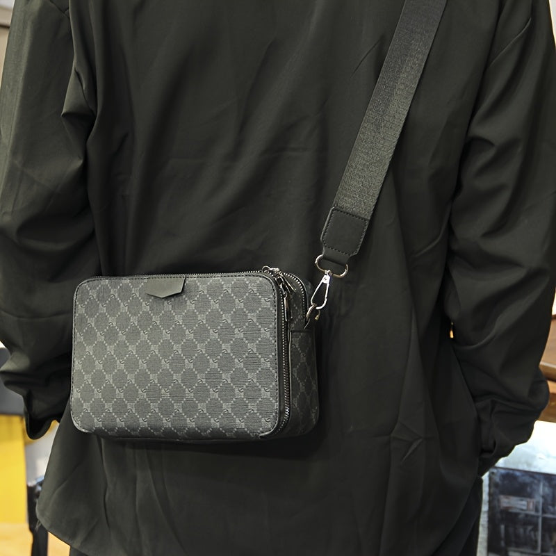 Borsa a Tracolla da Uomo | Streetstyle | Design a Quadri | Nero