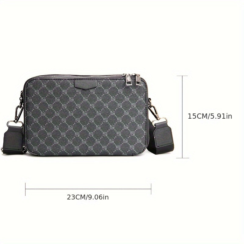 Borsa a Tracolla da Uomo | Streetstyle | Design a Quadri | Nero